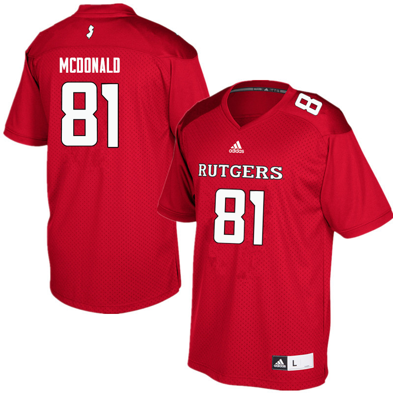 Men #81 Rich McDonald Rutgers Scarlet Knights College Football Jerseys Sale-Red - Click Image to Close